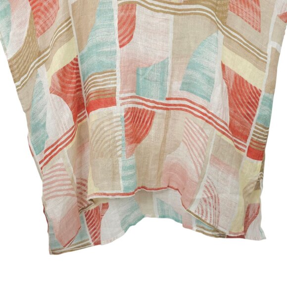 Chicos Linen Poncho Blouse Womens Size S/M Geometric Keyhole Back Pullover - Picture 8 of 16